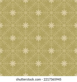 Schöne Weihnachten nahtlose Vektorschneeflocken-Textur auf goldenem Hintergrund. Monochrome Jahreszeiten Muster für Verpackungspapier, Grußkarten, Einladungen, Geschenkbox und Web-Hintergrund.