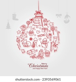 Beautiful christmas set of icons ball holiday card background