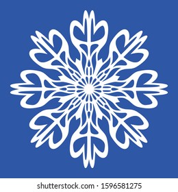 Beautiful Christmas snowflake. Vector illustration isolated on blue background.