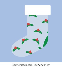 Beautiful Christmas sock on color background