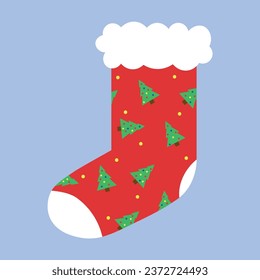 Beautiful Christmas sock on color background