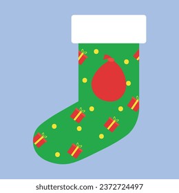 Beautiful Christmas sock on color background