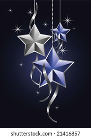 Beautiful christmas star decorations with curly ribbons