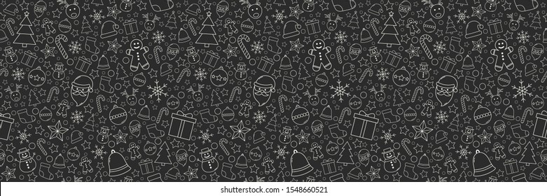 Beautiful Christmas texture with festive elements. Seamless pattern. Vector