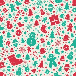 Beautiful Christmas Texture With Ornaments. Xmas Seamless Pattern. Vector