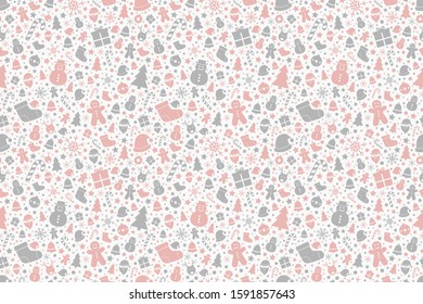 Beautiful Christmas texture with ornaments. Xmas seamless pattern. Vector