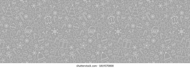 Beautiful Christmas texture with ornaments. Xmas seamless pattern. Vector