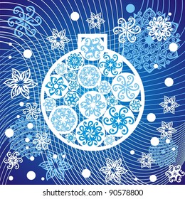 beautiful christmas toy on blue background. Vector illustration