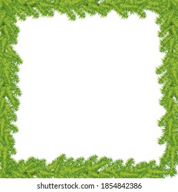 Schöne Weihnachtsbaumzweige mit Dornrahmen. Realistischer Vektorhintergrund.