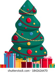  Beautiful Christmas tree decorated with toys with gifts