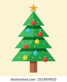 Beautiful Christmas Tree Design Featuring Colorful Ornaments and a Star