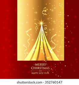 beautiful christmas tree in golden background