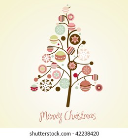 Beautiful Christmas tree illustration. Christmas Card