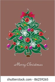 Beautiful Christmas tree illustration. Christmas Card