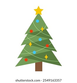 Beautiful Christmas Tree Illustrations with Festive Decorations
