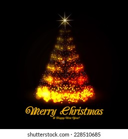 Beautiful christmas tree from light vector background
