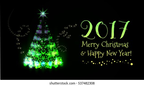 Beautiful christmas tree from light vector background