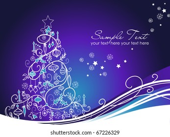 Beautiful Christmas tree on Blue background