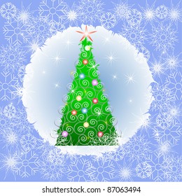 Beautiful Christmas tree on Blue background