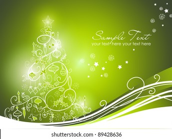 Beautiful Christmas tree on Green background