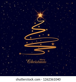 
Beautiful Christmas tree with stars with the inscription Merry Christmas