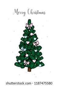 A beautiful Christmas tree in the vector. Illustration for a card or poster. New Year's and Christmas.
