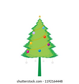 Beautiful Christmas tree. Vector illustration on white background