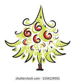 Beautiful Christmas tree. Vector illustration