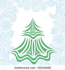 Beautiful Christmas tree. Vector illustration.
