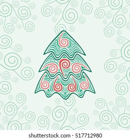 Beautiful Christmas tree. Vector illustration.