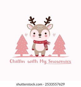 Beautiful Christmas vector illustration minimalist design for T-shirts, hoodies, sleep shirt,