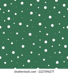 Beautiful christmas wrapping paper with snowflakes. Falling snow on green background. Design print for wallpaper or bed linen. Xmas backdrop. Geometric pattern for new year wrapping paper.