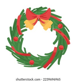 Beautiful Christmas wreath on white background