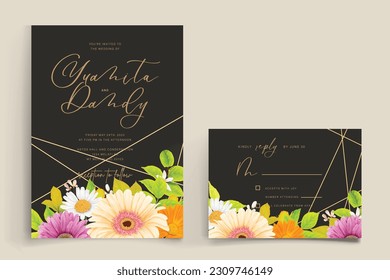 beautiful chrysanthemum and rose floral card set