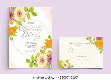 beautiful chrysanthemum and rose floral card set