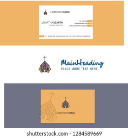 Beautiful Church Logo and business card. vertical Design Vector