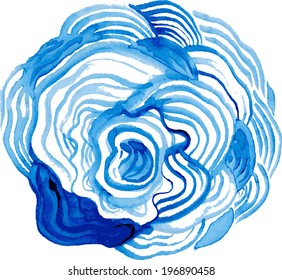 Beautiful circle background. Hand drawn card template. . Watercolor abstract element; pattern. Watercolor vector blue background.