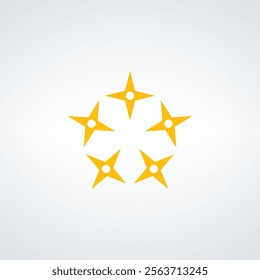 A beautiful circle of bright yellow stars on a clean white background