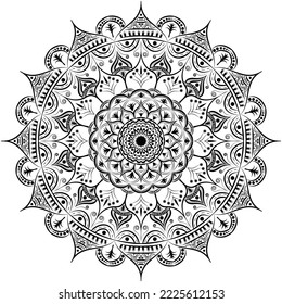 Schöne kreisförmige Muster Blumenmandala Kunst einzeln auf weißem Hintergrund, Dekorationselemente für Poster oder Banner der Meditation, Henna, Tattoo-Kunst, Yoga-Banner, Festival-Dekoration, mandala Vektorkunst