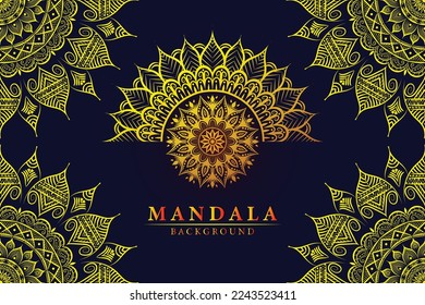 Beautiful circle pattern or floral pattern mandala art isolated on a blue background, Indian style mandala art for festival decoration, decoration elements for meditation poster, henna, tattoo art