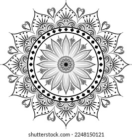 Beautiful circle pattern mandala art isolated on a white background, Indian style mandala art for festival decoration, decoration elements for meditation poster, henna, tattoo art