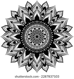 Beautiful circle pattern mandala art isolated on a white background, Indian style mandala art for festival decoration, decoration elements for meditation poster, henna, tattoo art