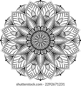 Beautiful circle pattern mandala art isolated on a white background, Indian style mandala art for festival decoration, decoration elements for meditation poster, henna, tattoo art