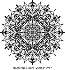 Beautiful circle pattern mandala art isolated on a white background, Indian style mandala art for festival decoration, decoration elements for meditation poster, henna, tattoo art