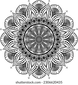 Hermoso patrón de círculo arte mandala aislado en un fondo blanco, arte mandala de estilo indio para la decoración de festivales, elementos de decoración para el afiche de meditación, henna, arte de tatuajes