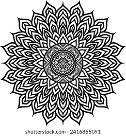 Hermoso patrón de círculo arte mandala aislado en un fondo blanco, arte mandala de estilo indio para la decoración de festivales, elementos de decoración para el afiche de meditación, henna, arte de tatuajes