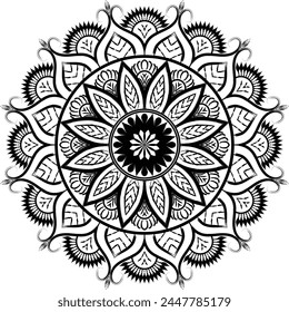 Beautiful circle pattern mandala art isolated on a white background, Indian style mandala art for festival decoration, decoration elements for meditation poster, henna, tattoo art svg
