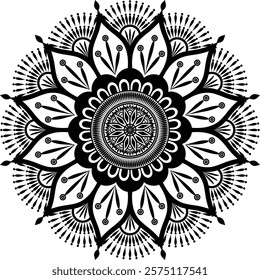 Beautiful circle pattern mandala art isolated on a white background, Indian style mandala art for festival decoration, decoration elements for meditation poster, henna, tattoo art