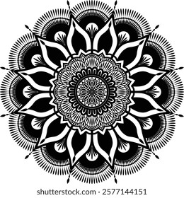 Beautiful circle pattern mandala art isolated on a white background, Indian style mandala art for festival decoration, decoration elements for meditation poster, henna, tattoo art, vector art