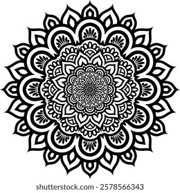 Beautiful circle pattern mandala art isolated on a white background, Indian style mandala art for festival decoration, decoration elements for meditation poster, henna, tattoo art